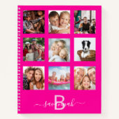 Heet roze fotocollage monogram dagboek notitieboek (Voorkant)