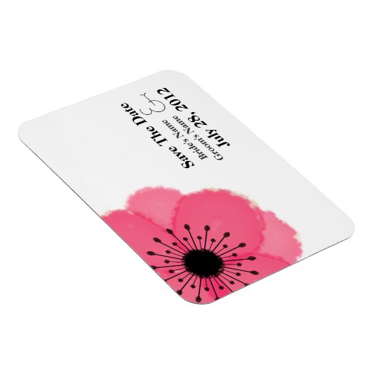 Heet Roze Franse Anemoon Save The Date Magnet Magneet (Rechterzijde)