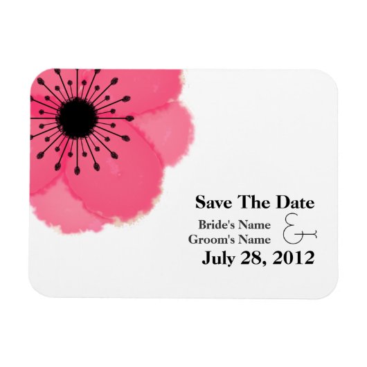 Heet Roze Franse Anemoon Save The Date Magnet Magneet (Horizontaal)