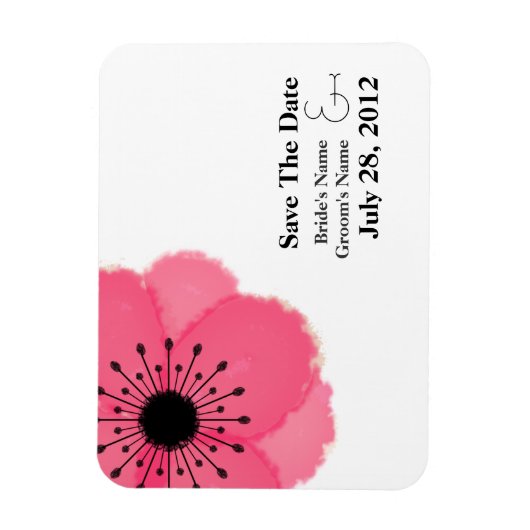 Heet Roze Franse Anemoon Save The Date Magnet Magneet (Verticaal)