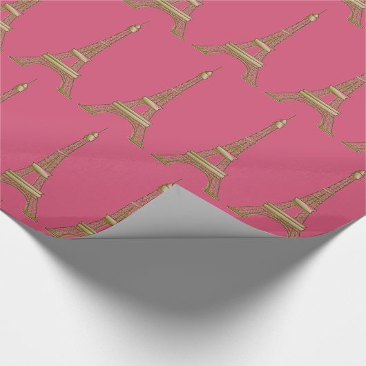 Heet Roze Franse Eiffeltoren Parijs Inpakpapier (Hoek)