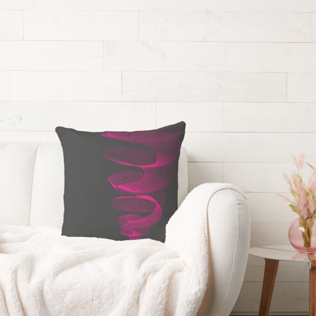 Heet Roze Fuchsia Bedrade Twister Moderne Abstract Kussen (Bank)
