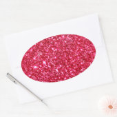 Heet roze fuchsia kleine pailletten glitter print ovale sticker (Envelop)