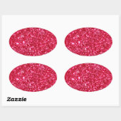 Heet roze fuchsia kleine pailletten glitter print ovale sticker (Vel)