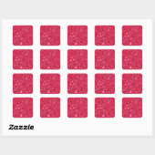 Heet roze fuchsia kleine pailletten glitter print vierkante sticker (Vel)