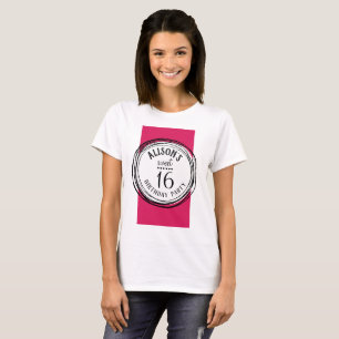 Heet roze fuchsia lief zestien verjaardag t-shirt. t-shirt