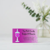 Heet Roze Fuchsia Snoepbuffet Visitekaartje (Staand voorkant)