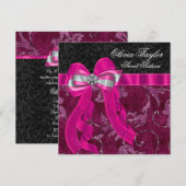 Heet roze fuchsia verjaardagsfeest kaart (Voorkant / Achterkant)
