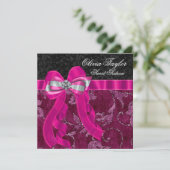 Heet roze fuchsia verjaardagsfeest kaart (Staand voorkant)