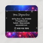 Heet Roze Galaxy Nebula Glitter Regen Sparkle Ster Vierkante Visitekaartje (Achterkant)