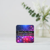 Heet Roze Galaxy Nebula Glitter Regen Sparkle Ster Vierkante Visitekaartje (Staand voorkant)