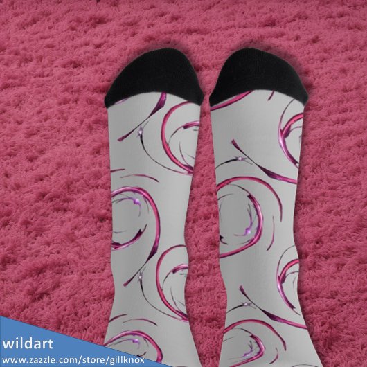 Heet Roze Galaxy op Zacht Grijs Sokken