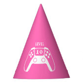 Heet Roze Gaming Meisje Verjaardag Feesthoedjes (Voorkant)