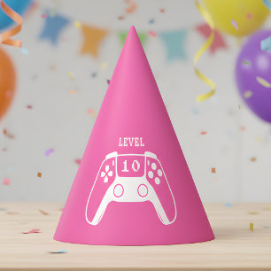 Heet Roze Gaming Meisje Verjaardag Feesthoedjes