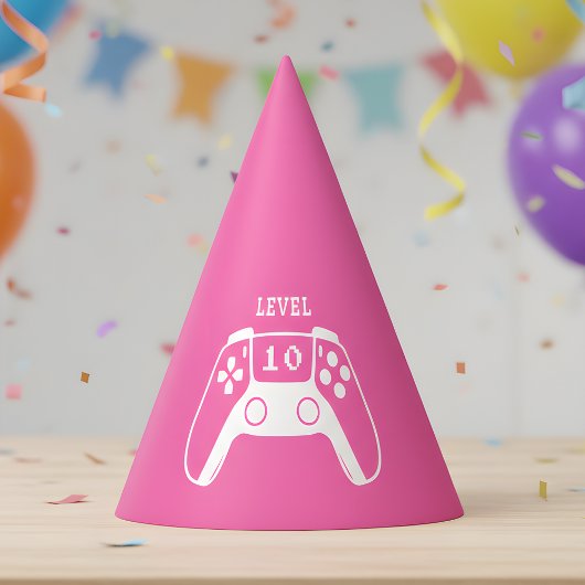 Heet Roze Gaming Meisje Verjaardag Feesthoedjes