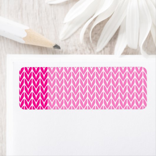 Heet roze garen stijl chevrons breien etiket (Insitu)