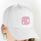 Heet Roze Geborduurd Pet Monogram op Wit Pet