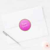 Heet Roze Gedompelde Gouden Glitters Glam Glitter  Ronde Sticker (Envelop)