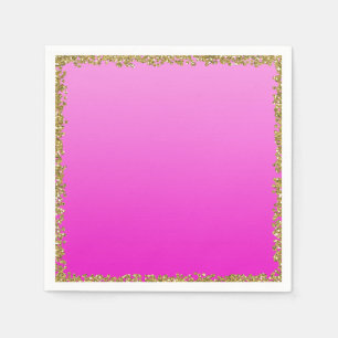 Heet Roze Gedompelde Gouden Glitters Glam Schitter Servet