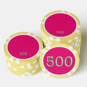 Heet Roze geel 500 gestreepte pokerchip