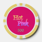 Heet Roze geel 500 gestreepte pokerchip (Voorkant)
