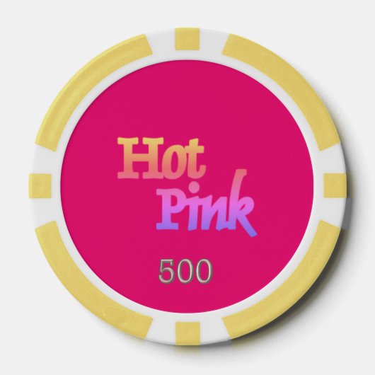Heet Roze geel 500 gestreepte pokerchip (Voorkant)