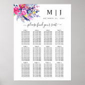 Heet roze geel Floral Weddenschap Schema Poster (Voorkant)