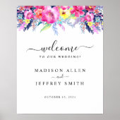 Heet-roze gele lentekort Welkomstteken Berichten Poster (Voorkant)