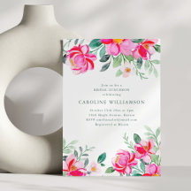 Heet Roze Gele Waterverf Bloemrijke Bruidslunch