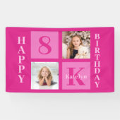 Heet Roze Gelukkige Verjaardag Leuke Custom Meisje Spandoek (Horizontaal)