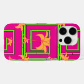 Heet Roze Geo Bloemmotief Case-Mate iPhone Case (Achterkant (horizontaal))