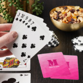 Heet roze geometrisch mesh patroon Monogram Pokerkaarten (Insitu)