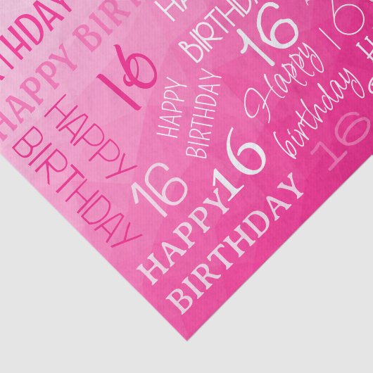 Heet roze geometrisch meshpatroon verjaardag elke  tissuepapier (Detail)