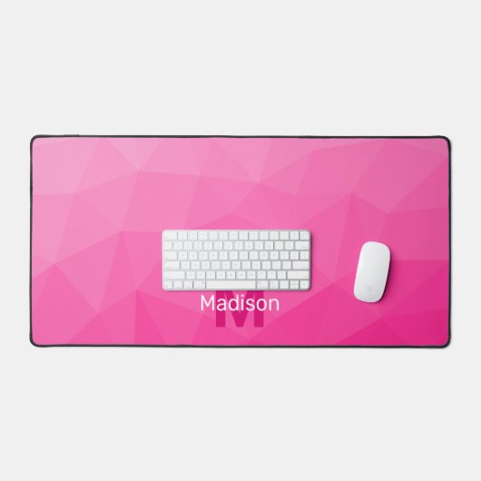 Heet roze Geometrisch Netwerk Patroon monogram Bureaumat (Keyboard & Muis)