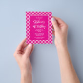 Heet roze geruit vet 21e verjaardag flyer (Hand)