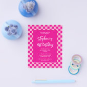 Heet roze geruit vet 21e verjaardag flyer (Enkel)