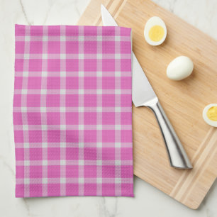 Heet Roze Geruite Gingham Plaid Theedoek