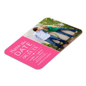 Heet Roze Gesplitst Paneel Foto Bewaar de Datum Magneet (Linkerzijde)
