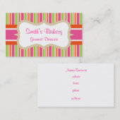 Heet roze gestreept Visitekaartje (Voorkant / Achterkant)