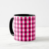Heet Roze Gingham Patroon Mok (Voorkant links)