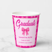 Heet Roze Gingham Strik Afstudeerfeest Papieren Bekers (Voorkant)