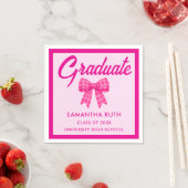 Heet Roze Gingham Strik Afstudeerfeest Servet (Insitu)