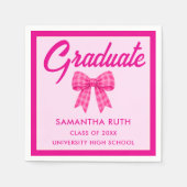 Heet Roze Gingham Strik Afstudeerfeest Servet (Voorkant)