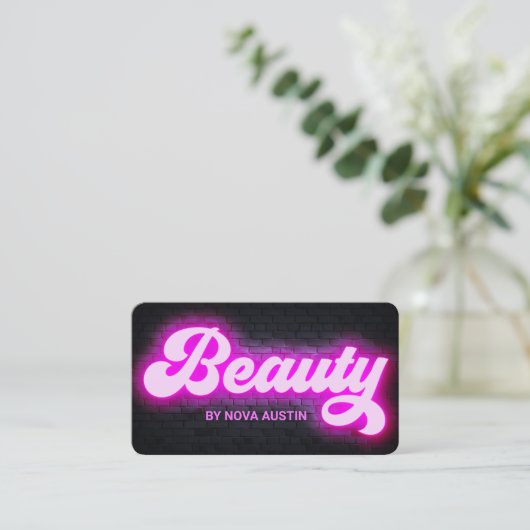 Heet Roze Glam Beauty Salon Haarstylist QR Code Visitekaartje (Staand voorkant)