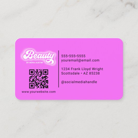 Heet Roze Glam Beauty Salon Haarstylist QR Code Visitekaartje (Achterkant)