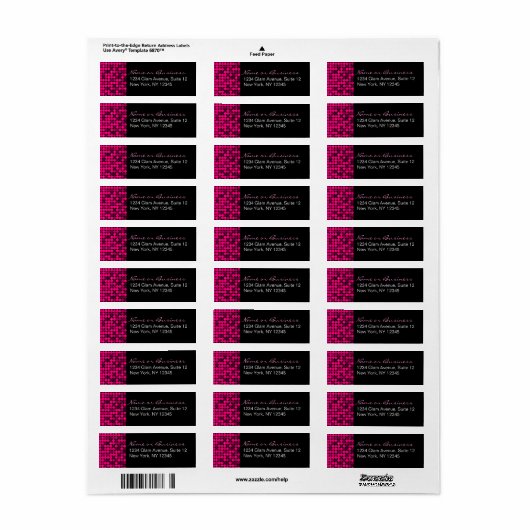 Heet Roze Glam Custom Adresetiketten Etiket (Full Sheet)