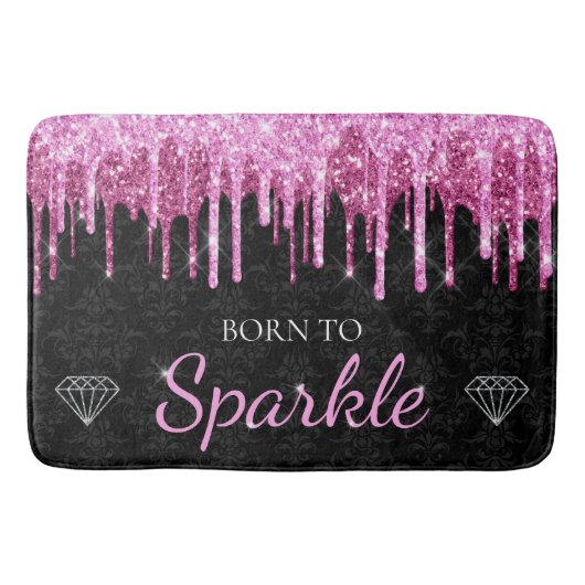 Heet Roze Glam Druppelende Glitters Geboren Om Te Badmat (Voorkant)
