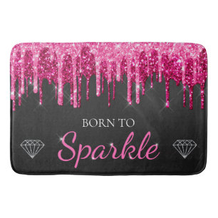 Heet Roze Glam Druppelende Glitters Geboren Om Te  Badmat