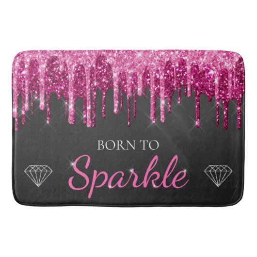 Heet Roze Glam Druppelende Glitters Geboren Om Te Badmat (Voorkant)