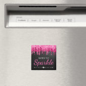 Heet Roze Glam Druppelende Glitters Geboren Om Te Magneet (Insitu (Vaatwasser))